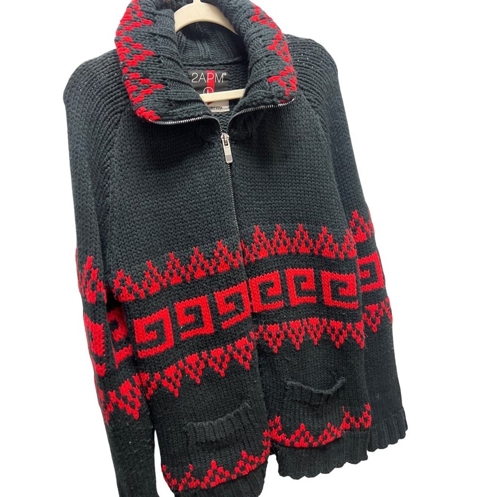 2APM American Street Vision Chunky Fair Isle Full Zip Heavy Oversized Cardigan